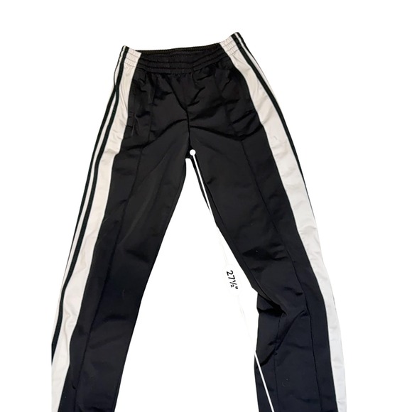 Adidas Snap Track Pants Black White 3 Stripe Tearaway Joggers Womens XS Retro - Picture 8 of 10